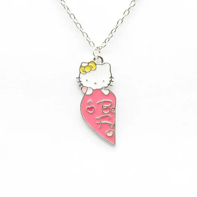 Kitty Cat Cute Pendant Magnetic Sister Necklace Cartoon Fashion Jewelry Best Friend Gift
