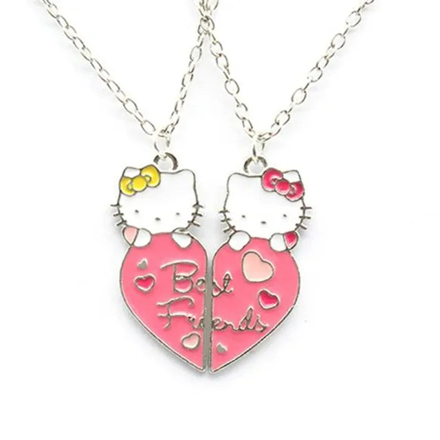 Kitty Cat Cute Pendant Magnetic Sister Necklace Cartoon Fashion Jewelry Best Friend Gift