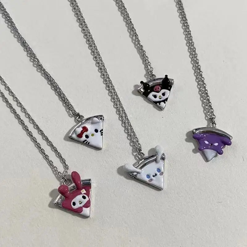 Kitty Cat Cute Pendant Magnetic Sister Necklace Cartoon Fashion Jewelry Best Friend Gift
