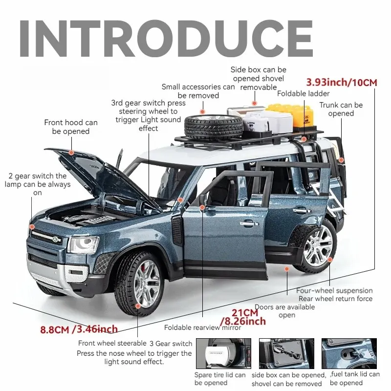 1:24 Scale Land Rover Defender Diecast Model Car