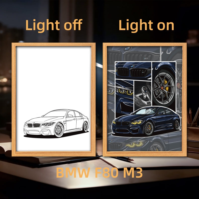 Luminous Sports Car Wall Art – Premium LED Backlit Canvas for Automotive Enthusiasts