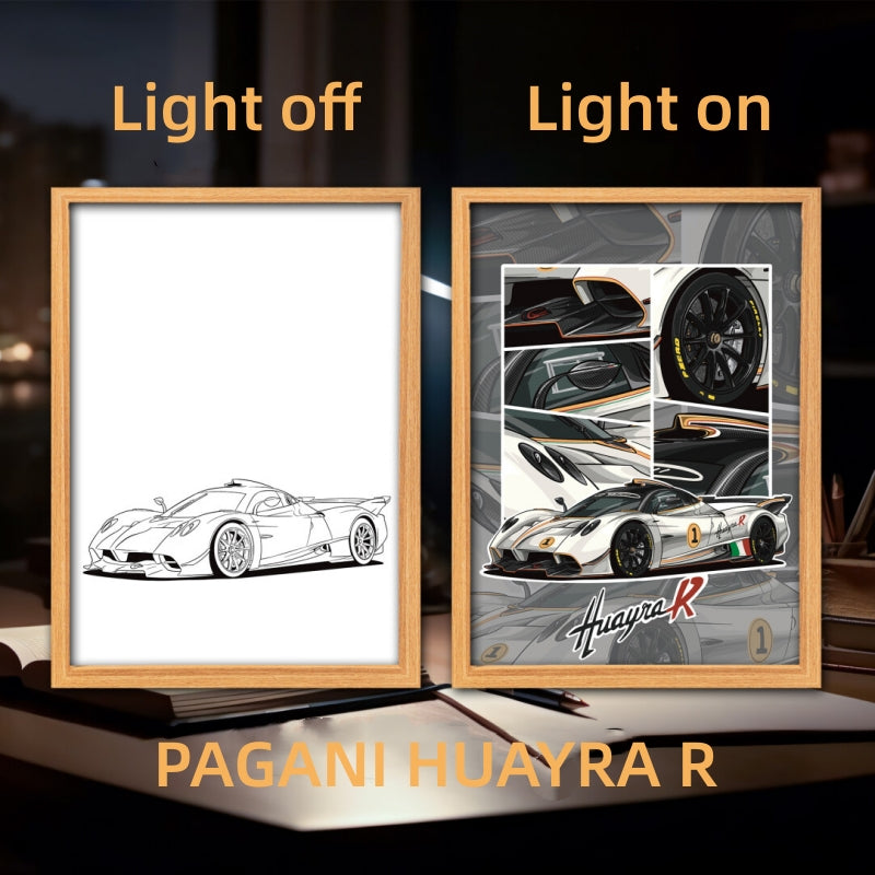 Luminous Sports Car Wall Art – Premium LED Backlit Canvas for Automotive Enthusiasts