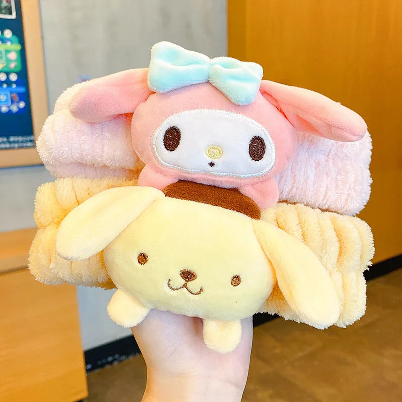Kuro Mylody Plush Doll Face Wash Makeup Hairband Cinaroll Kitty Cat Non Slip Elastic Hair Accessories Girl Toy Gift