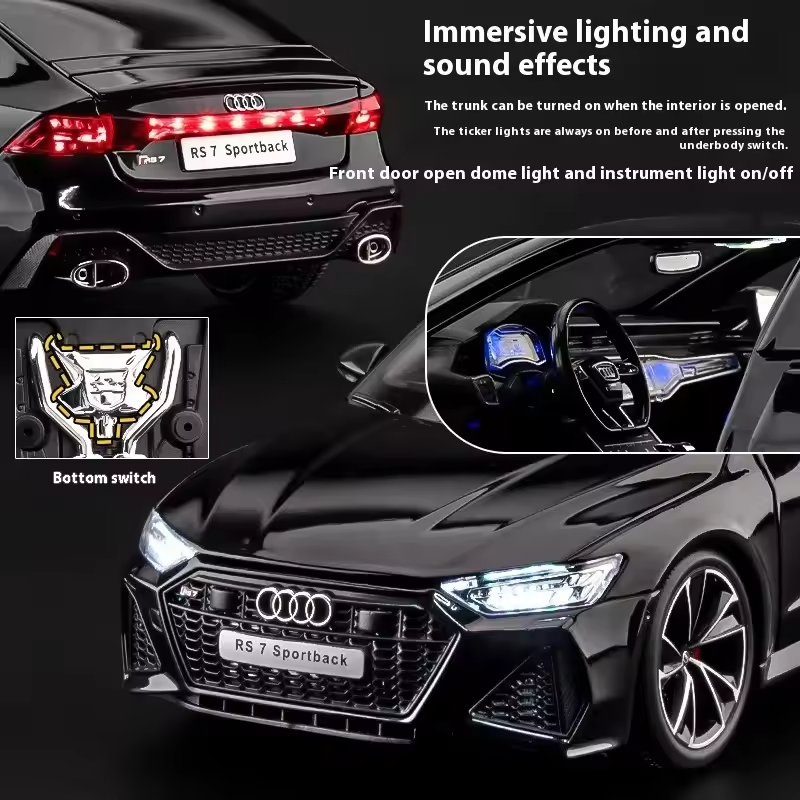 1:18 Scale Audi RS7 Die-Cast Model Car with Remote Key Light Control