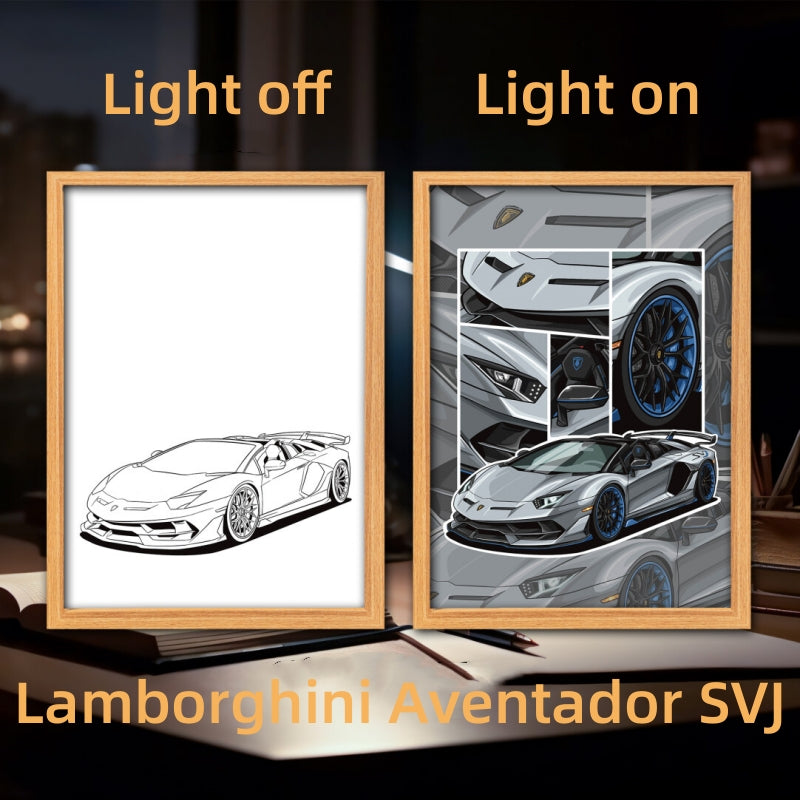 Luminous Sports Car Wall Art – Premium LED Backlit Canvas for Automotive Enthusiasts