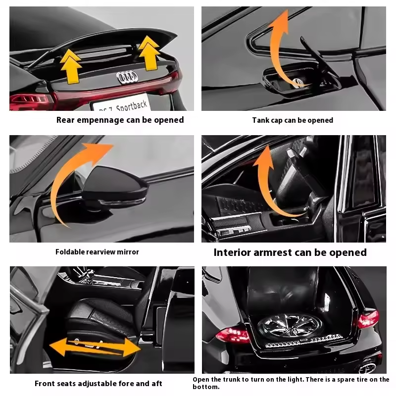 1:18 Scale Audi RS7 Die-Cast Model Car with Remote Key Light Control