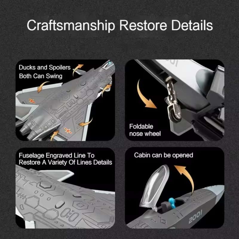 1:84 Scale Alloy J-20 Stealth Fighter Airplane
