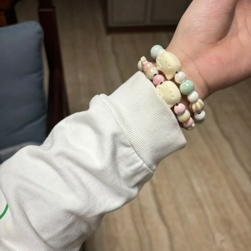 4 types of ceramic beaded bracelets Kitty bracelets are cute and non-fading, niche and versatile gifts for besties and girlfriends