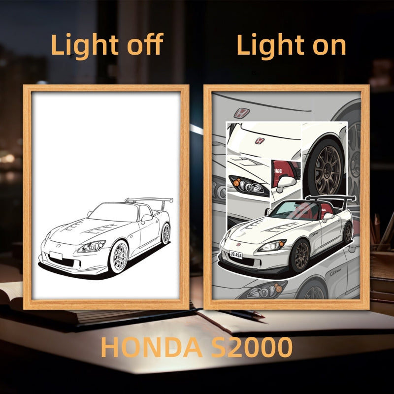 Luminous Sports Car Wall Art – Premium LED Backlit Canvas for Automotive Enthusiasts