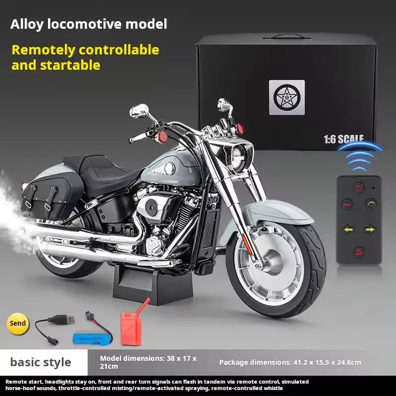 1:6 Retro American Cruiser RC Motorcycle - Real Spray & Sound Edition