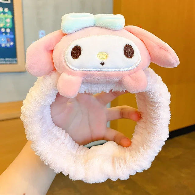 Kuro Mylody Plush Doll Face Wash Makeup Hairband Cinaroll Kitty Cat Non Slip Elastic Hair Accessories Girl Toy Gift