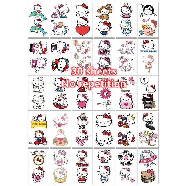 Kitty Cat Tattoo Sticker Kuro Mylody Tattoos Cinaroll Stickers Decor Temporary Waterproof Art Tattoo