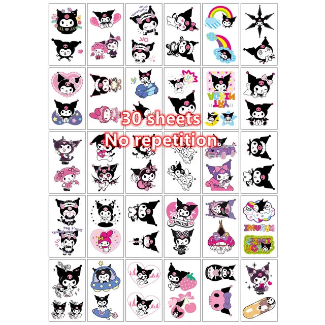 Kitty Cat Tattoo Sticker Kuro Mylody Tattoos Cinaroll Stickers Decor Temporary Waterproof Art Tattoo