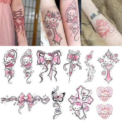Kitty Cat Tattoo Sticker Kuro Mylody Tattoos Cinaroll Stickers Decor Temporary Waterproof Art Tattoo