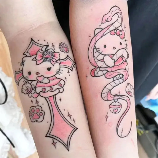Kitty Cat Tattoo Sticker Kuro Mylody Tattoos Cinaroll Stickers Decor Temporary Waterproof Art Tattoo