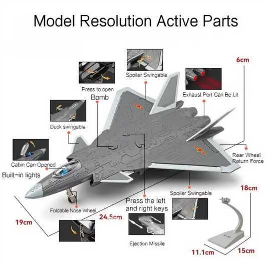 1:84 Scale Alloy J-20 Stealth Fighter Airplane