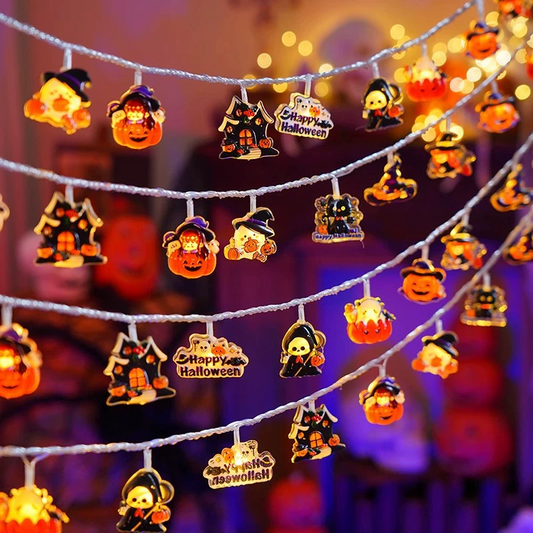 Halloween LED String Lights – Spooky Pumpkin & Ghost Fairy Lights for Indoor/Outdoor Decoration