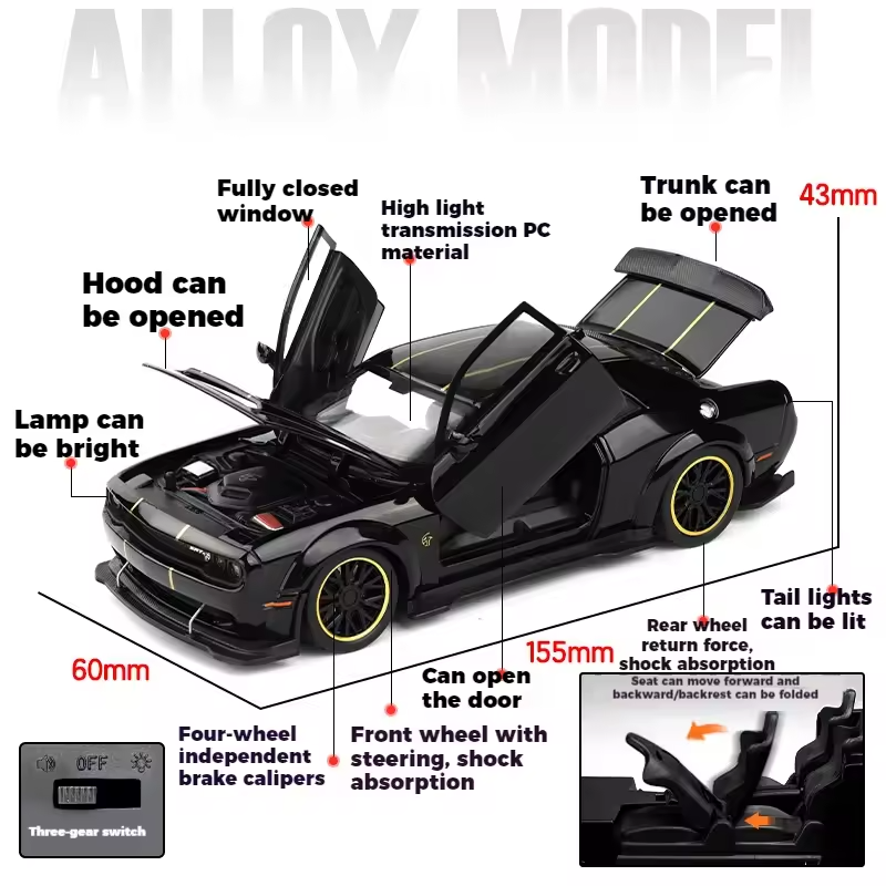 1:32 Dodge Challenger Hellcat Die-Cast Model Car – Collector’s Edition