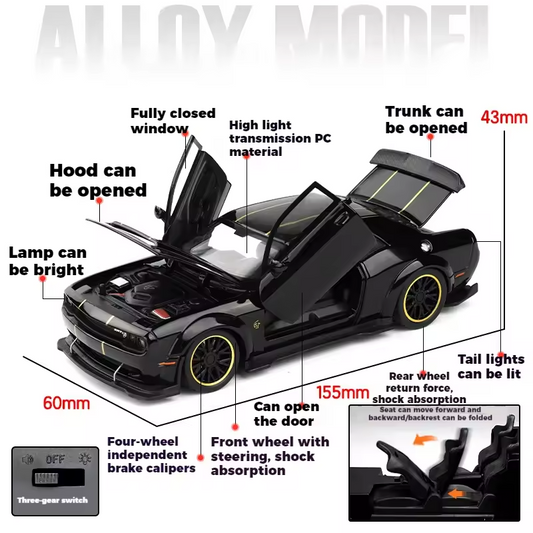 1:32 Dodge Challenger Hellcat Die-Cast Model Car – Collector’s Edition