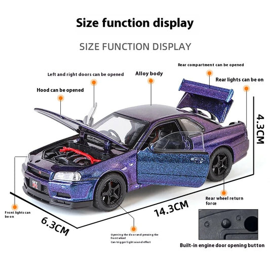 1:32 Nissan GTR R34 Skyline Alloy Model