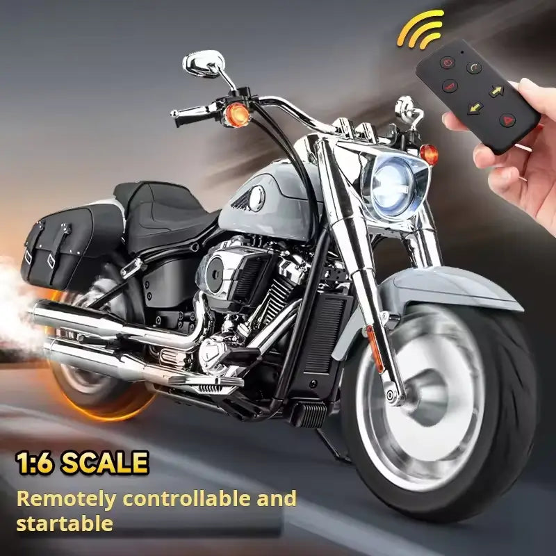 1:6 Retro American Cruiser RC Motorcycle - Real Spray & Sound Edition