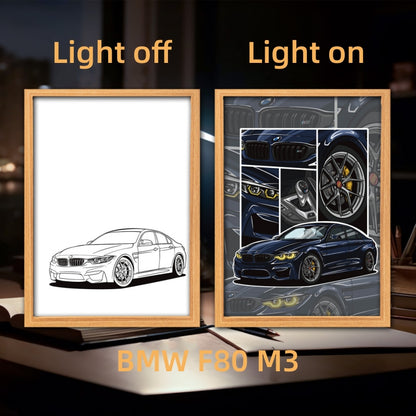 Luminous Sports Car Wall Art – Premium LED Backlit Canvas for Automotive Enthusiasts