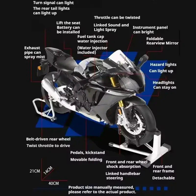 1:6 Yamaha R1M RC Motorcycle with Exhaust Spray