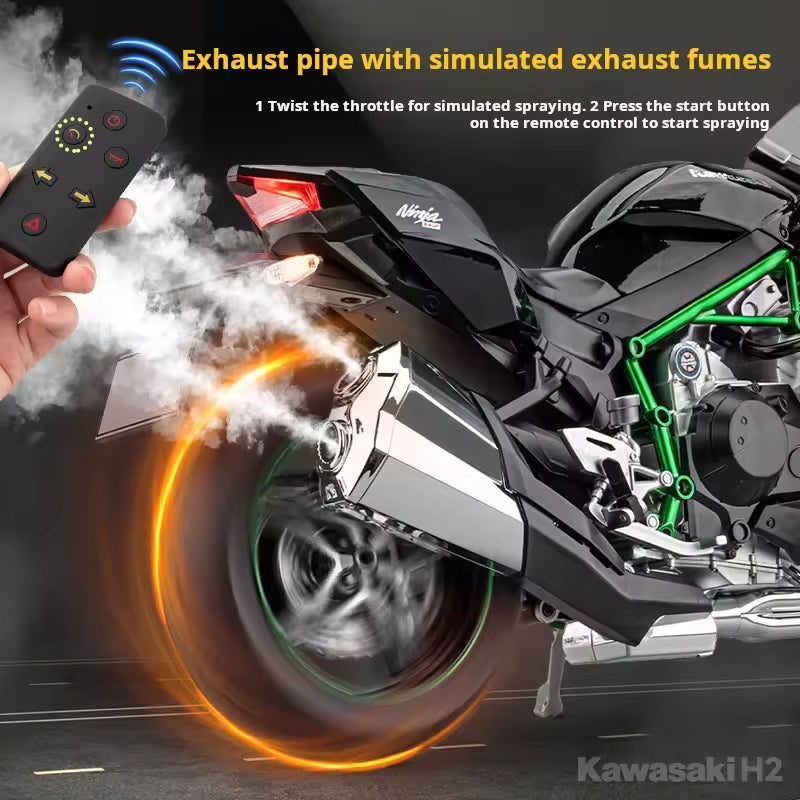 1:6 Kawasaki Ninja H2/H2R RC Model - Engine Start & Exhaust Spray