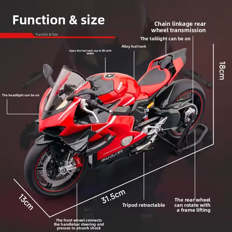 1:7 Ducati V4S Alloy Model - Chain Drive & Smoke Effect