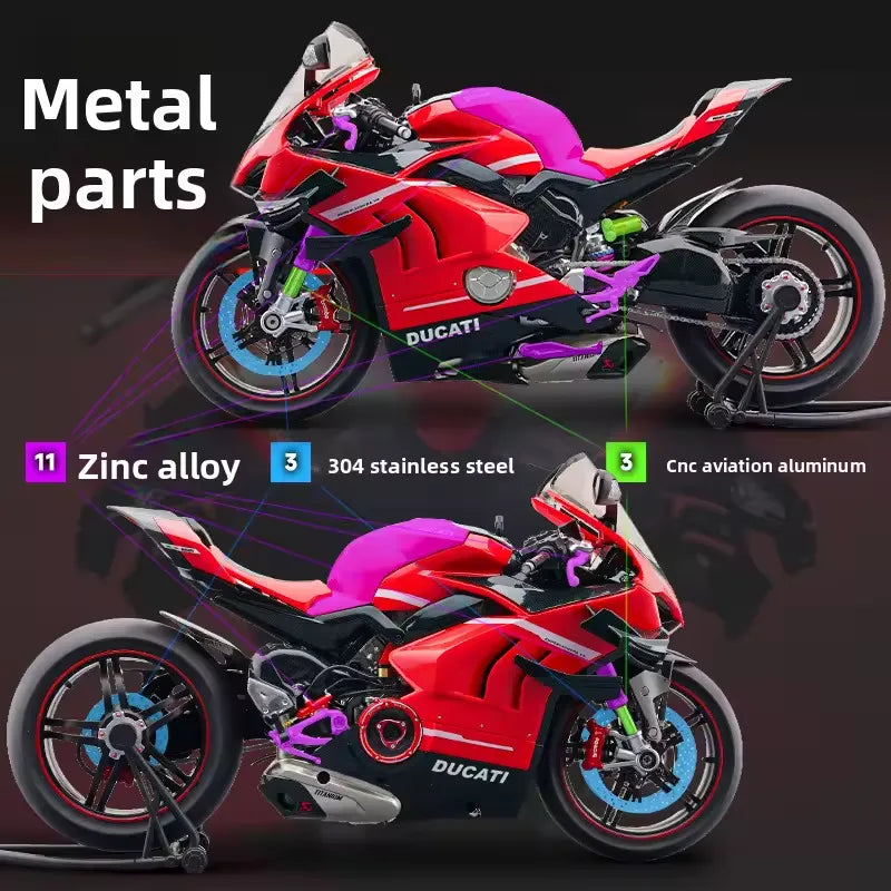 1:7 Ducati V4S Alloy Model - Chain Drive & Smoke Effect