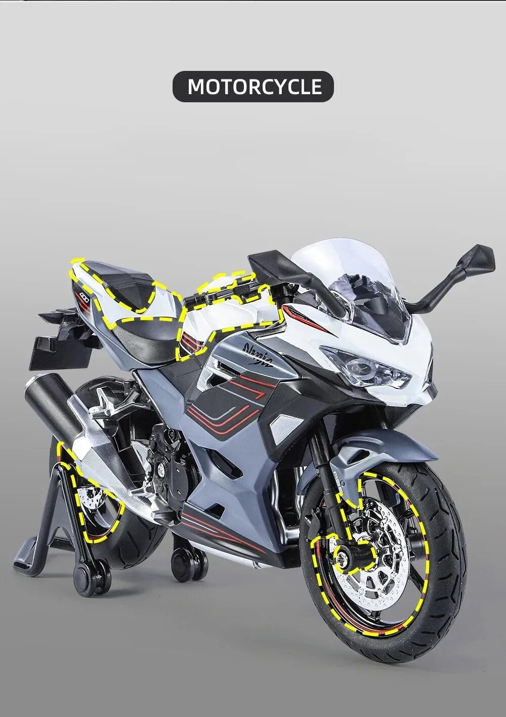1:12 Kawasaki Ninja 400 Alloy Motorcycle Model Diecast Toy