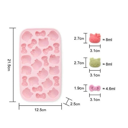 Kawaii Pink 3D Hello Kitty Silicone Press Ice Tray Mold Cute Charm Home Refrigerator Ice Storage Box Birthday Gift