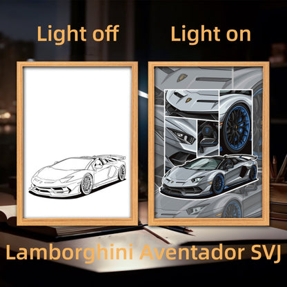 Luminous Sports Car Wall Art – Premium LED Backlit Canvas for Automotive Enthusiasts