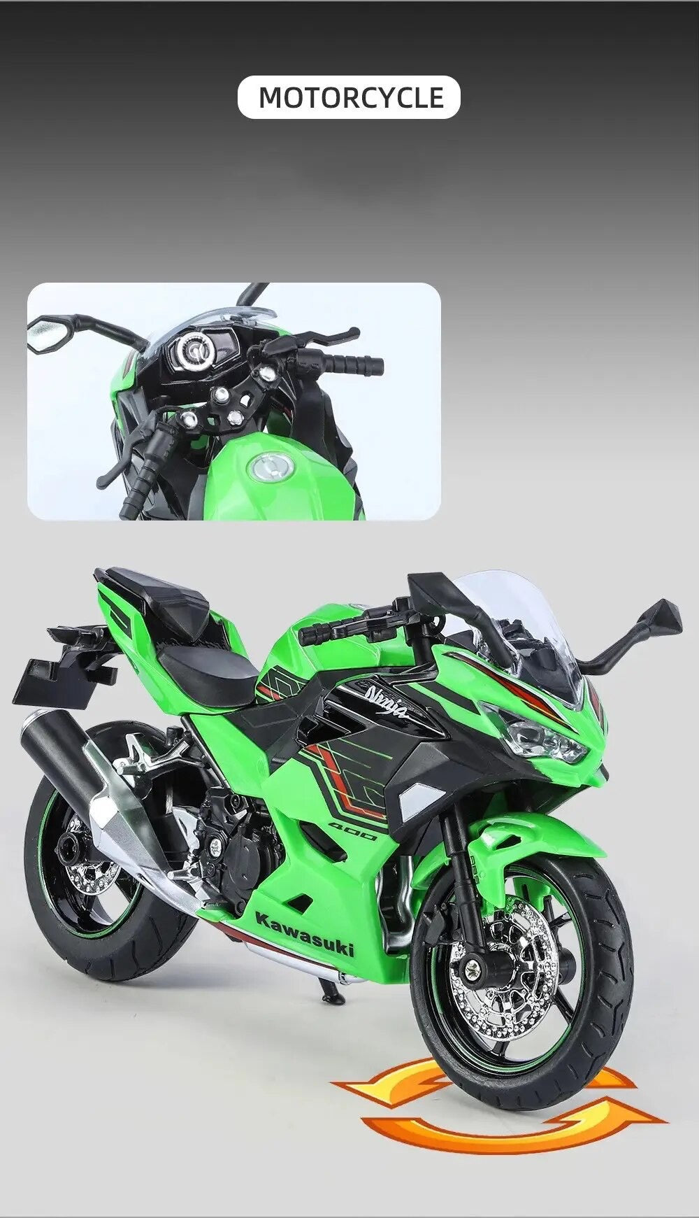 1:12 Kawasaki Ninja 400 Alloy Motorcycle Model Diecast Toy