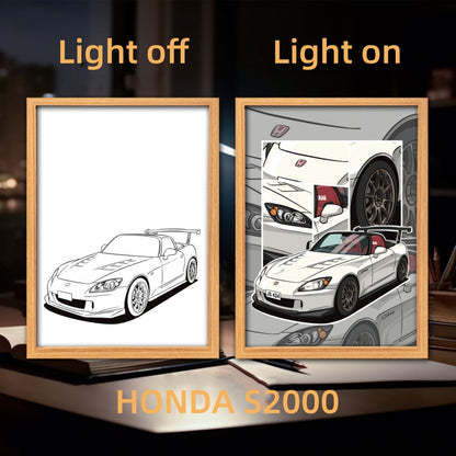 Luminous Sports Car Wall Art – Premium LED Backlit Canvas for Automotive Enthusiasts