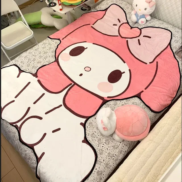 Kitty Cat Blanket Cinaroll Mylody Flannel Blanket Comfortable 180*200CM Large Single and Double Adult Blanket
