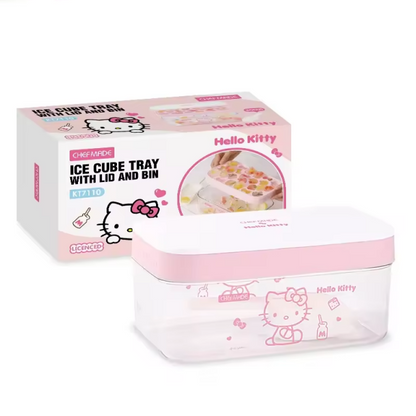Kawaii Pink 3D Hello Kitty Silicone Press Ice Tray Mold Cute Charm Home Refrigerator Ice Storage Box Birthday Gift
