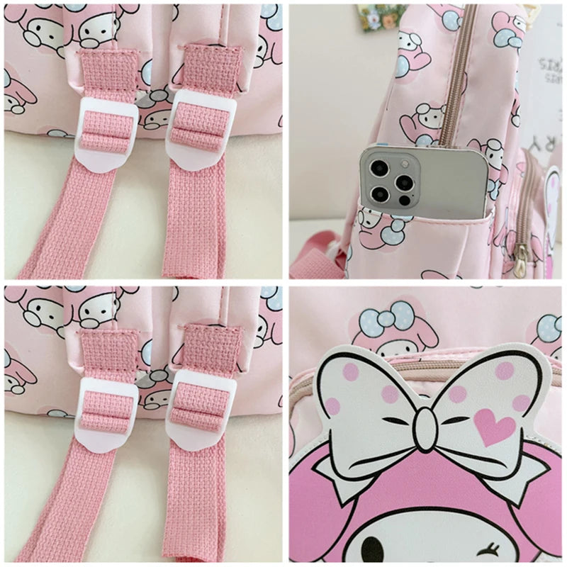 27x34cm Kawaii Kitty Cat Cinaroll Mylody Kuro Cartoon Book Bag Student Backpack High Capacity Shoulder Bag Gift